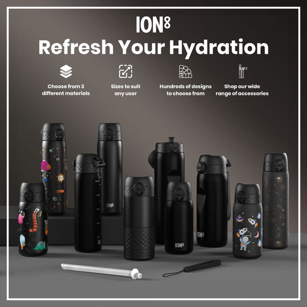 Leak Proof 1 Litre Thermal Water Bottle, Insulated, Black, 1L