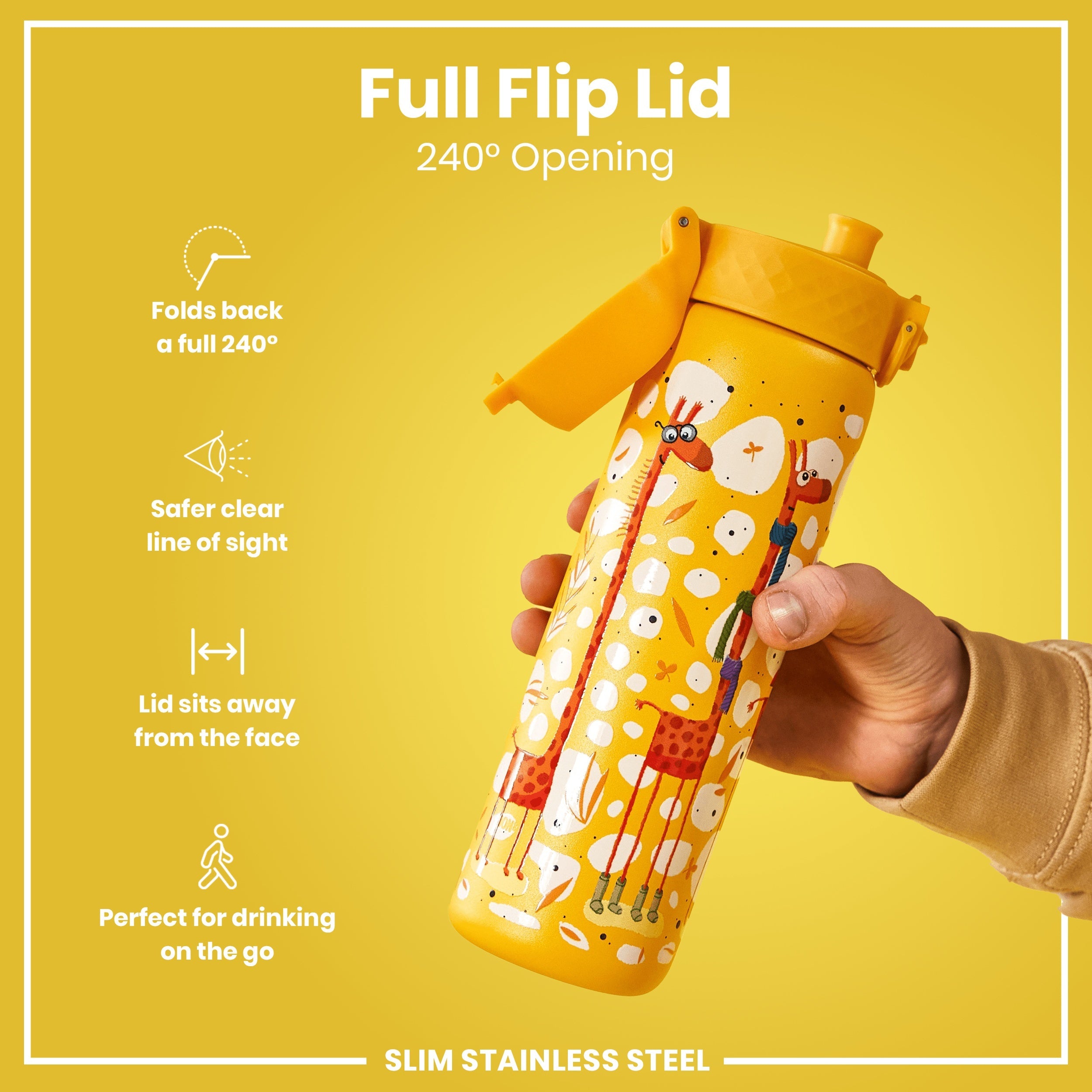 Leak-Proof Stainless Steel Slim Water Bottle 600ml | Giraffe