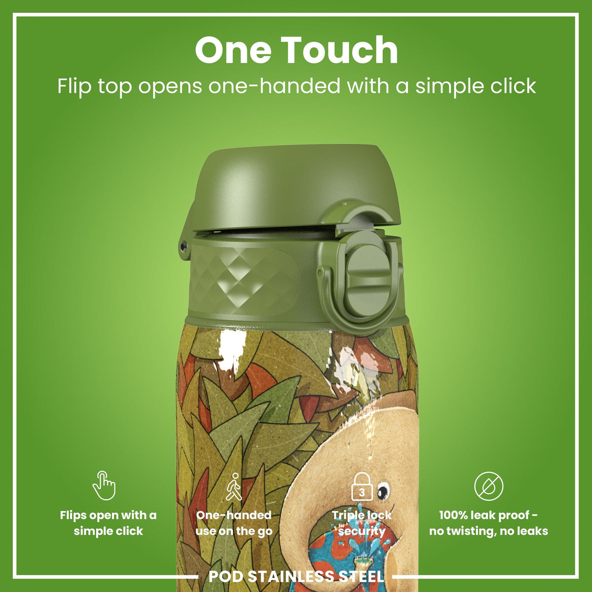 Leak Proof Water Bottle, Stainless Steel, Elephant, 400ml (13oz)
