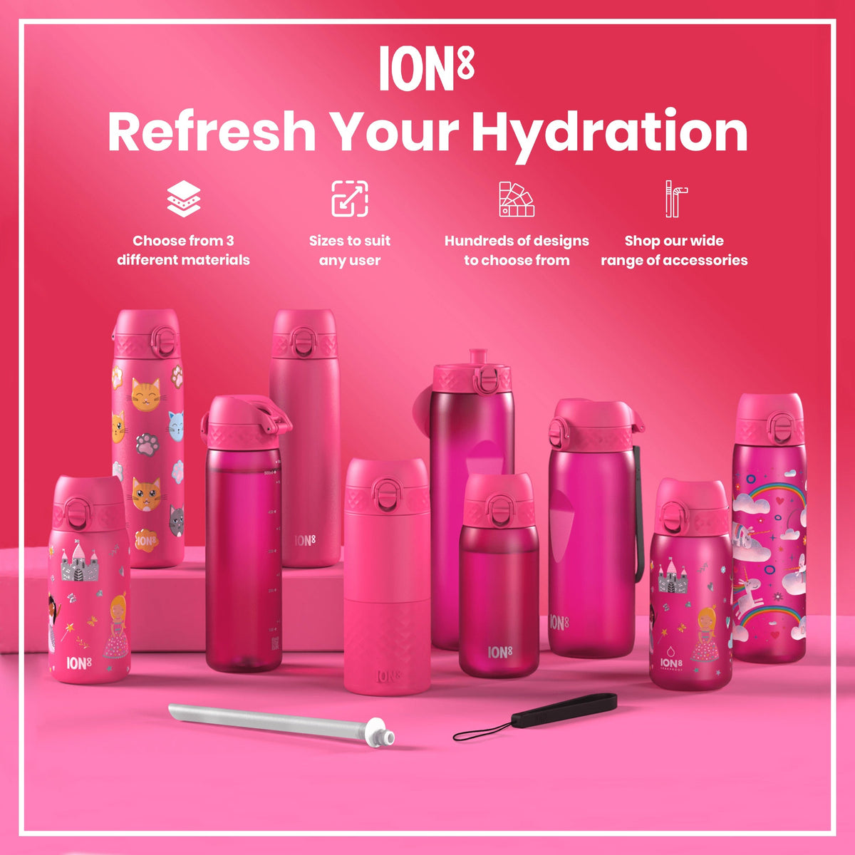 Leak Proof Thermal Steel Water Bottle, Insulated, Rose Bloom, 320ml (11oz)