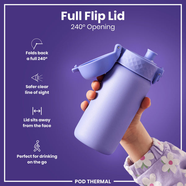 Leak Proof Thermal Steel Water Bottle, Insulated, Light Purple, 320ml (11oz)