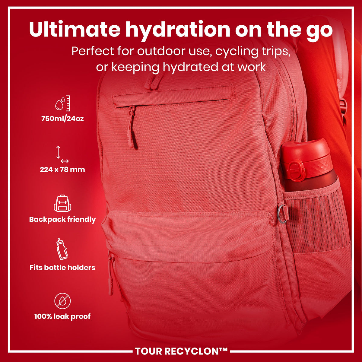 Bottle, Recyclon, Red, 750ml