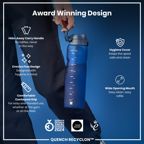 Leak Proof 1 litre Water Bottle, Recyclon, Navy, 1L