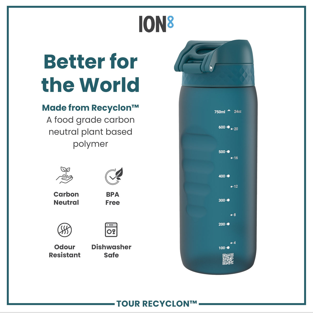 Bottle, Recyclon, Teal, 750ml