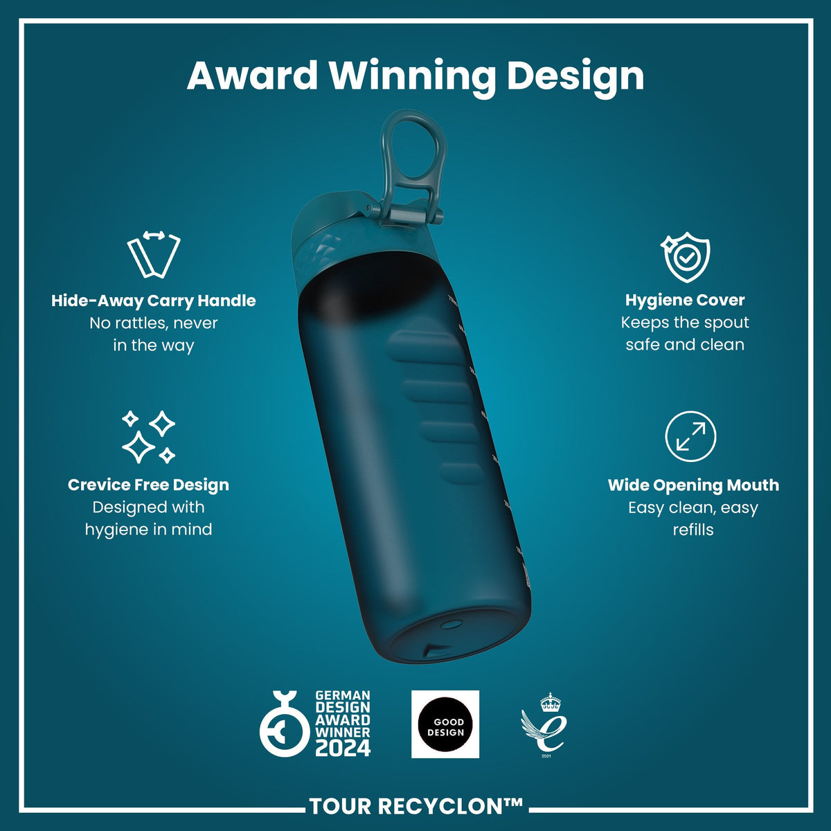 Bottle, Recyclon, Teal, 750ml