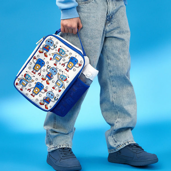 Kids Lunch Bag, Insulated, Robots, Medium