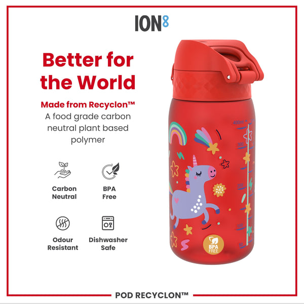 Pod 12oz Recyclon Bottle - Red Unicorns