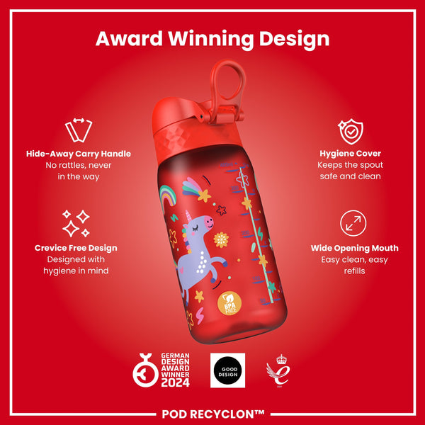 Pod 12oz Recyclon Bottle - Red Unicorns