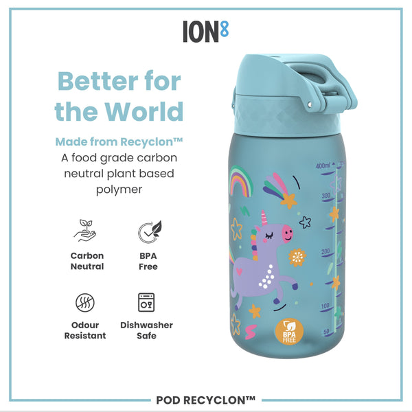 Pod 12oz Recyclon Bottle - Blue Unicorns
