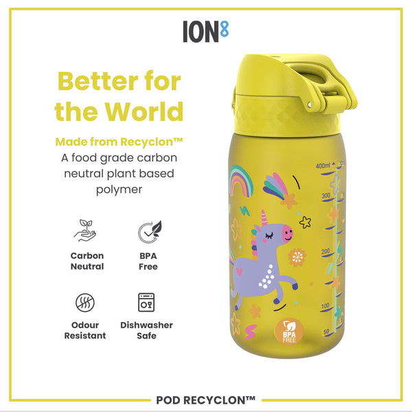 Pod 12oz Recyclon Bottle - Yellow Unicorns