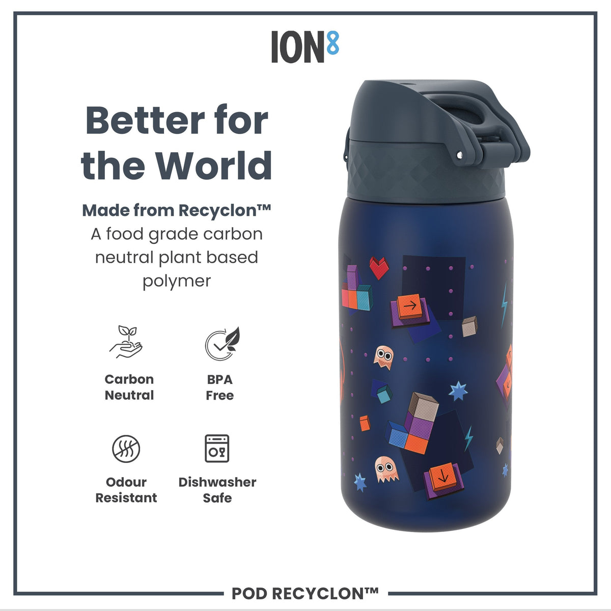 Leak Proof Kids Water Bottle, Recyclon, Gamer, 350ml (12oz)