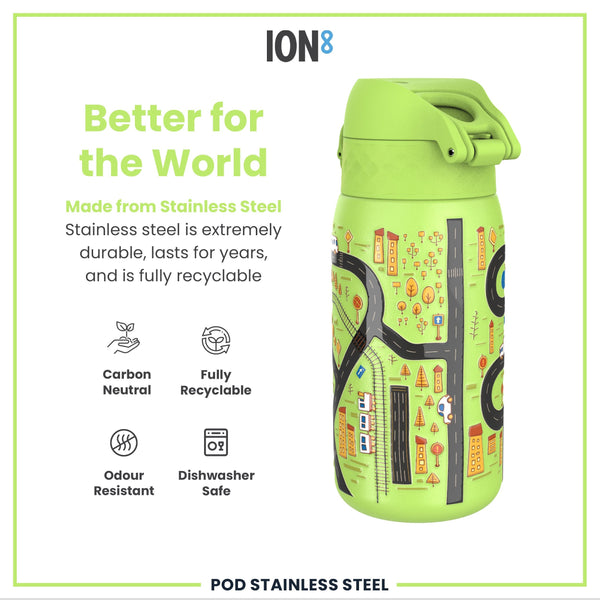 Leak Proof Water Bottle, Stainless Steel, Cars, 400ml (13oz)
