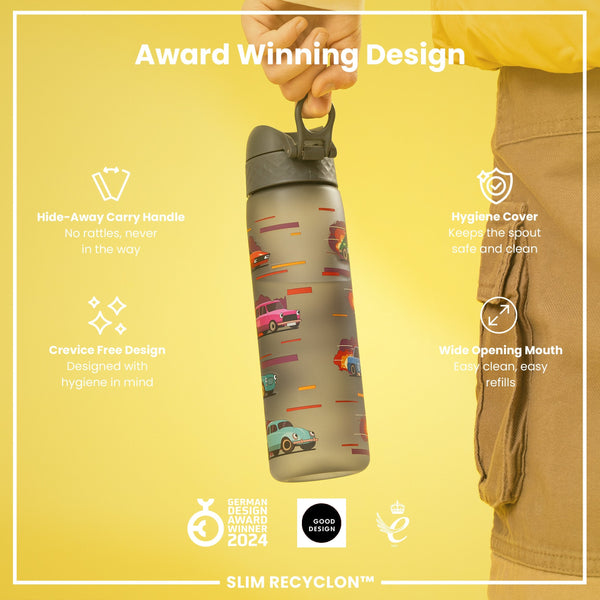 Leak Proof Slim Water Bottle, Recyclon, Sport Cars, 500ml (18oz)
