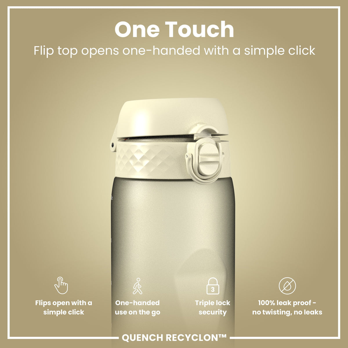 Leak Proof 1 litre Water Bottle, Recyclon, Creamy White, 1L