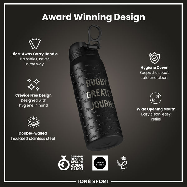 Lions X ION8 Insulated Steel Water Bottle, British & Irish Lions, Rugbys Greatest Journey, 750ml (24oz)