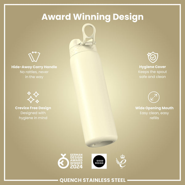Leak Proof 1 Litre Water Bottle, Stainless Steel, Creamy White, 1L
