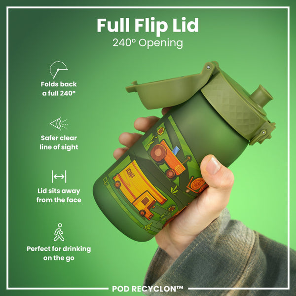 Leak Proof Kids Water Bottle, Recyclon, Farming Machines, 350ml (12oz)