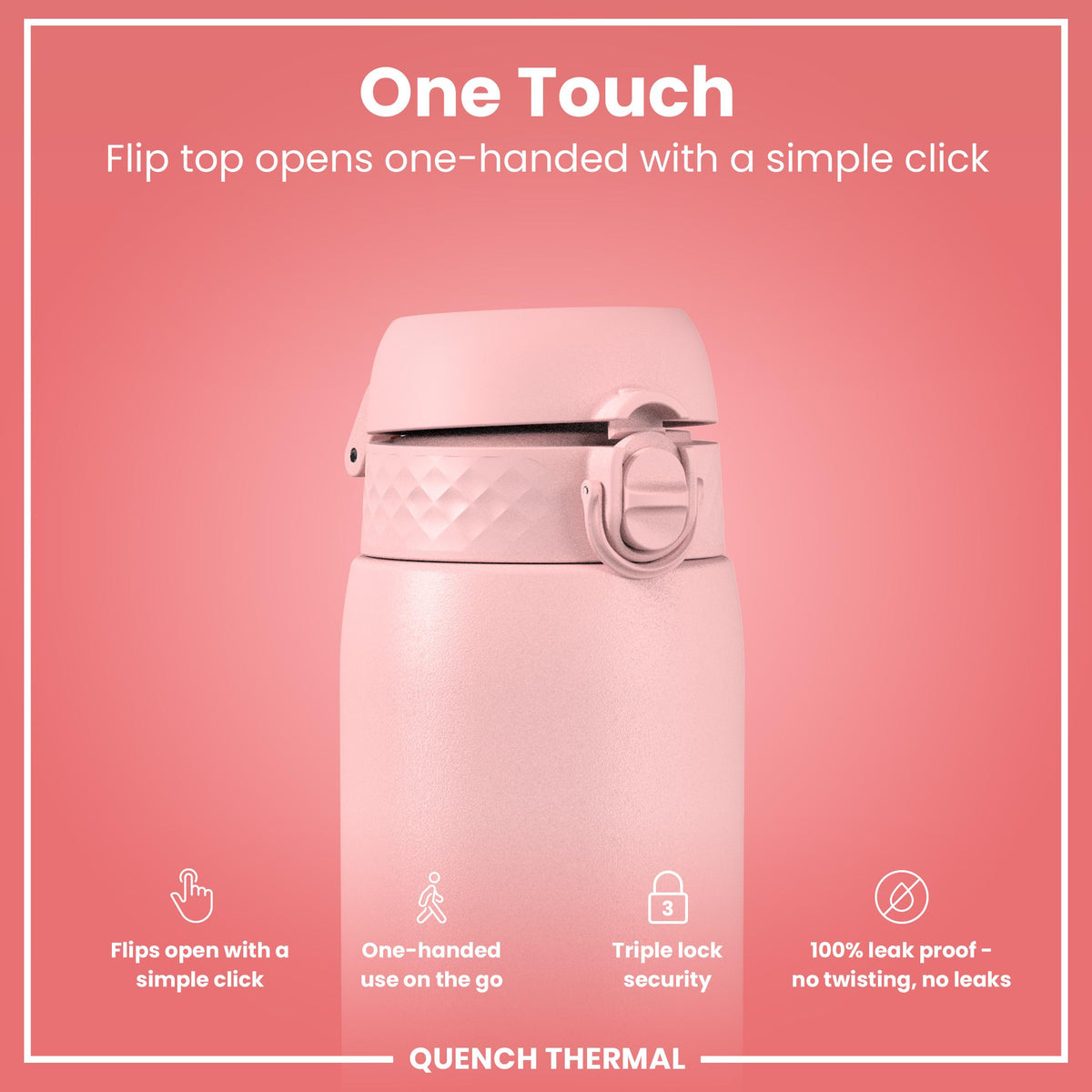 Leak Proof 1 Litre Thermal Water Bottle, Insulated, Rose Quartz, 1L