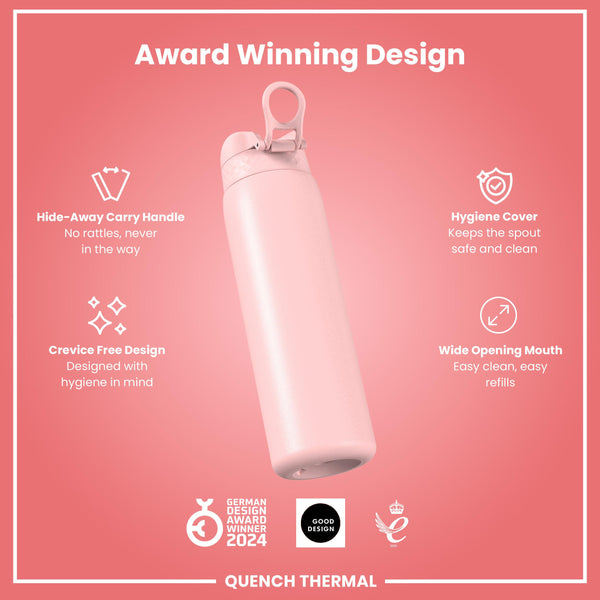 Leak Proof 1 Litre Thermal Water Bottle, Insulated, Rose Quartz, 1L