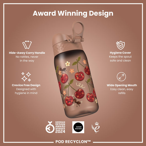 Leak Proof Kids Water Bottle, Recyclon, Cherries, 350ml (12oz)