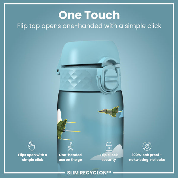Leak Proof Slim Water Bottle, Recyclon, Fighter Jets, 500ml (18oz)