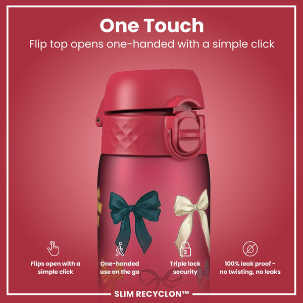 Leak Proof Slim Water Bottle, Recyclon, Bows, 500ml (18oz)
