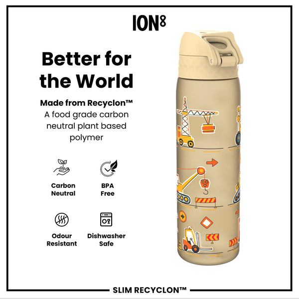 Leak Proof Slim Water Bottle, Recyclon, Construction, 500ml (18oz)