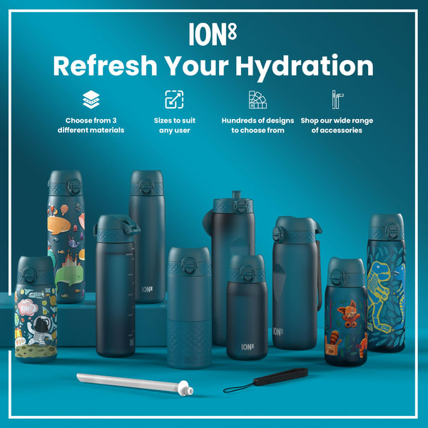Leak Proof 1 Litre Water Bottle, Stainless Steel, Half-Cut, Teal, 1L