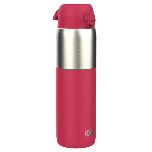 Leak Proof 1 Litre Thermal Water Bottle, Insulated, Half-Cut, Magenta, 1L