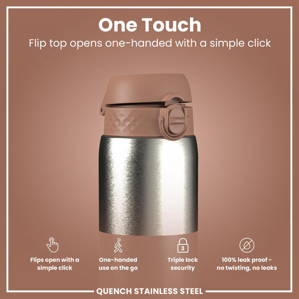 Leak Proof 1 Litre Thermal Water Bottle, Insulated, Half-Cut, Mocha, 1L