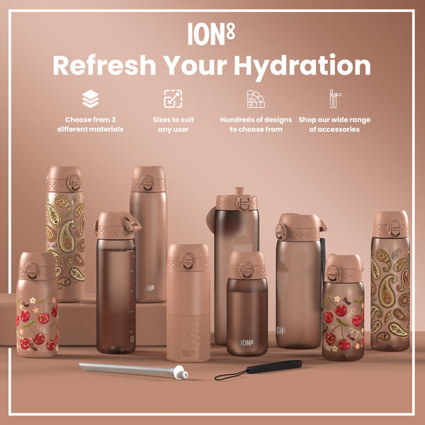 Leak Proof 1 Litre Thermal Water Bottle, Insulated, Half-Cut, Mocha, 1L