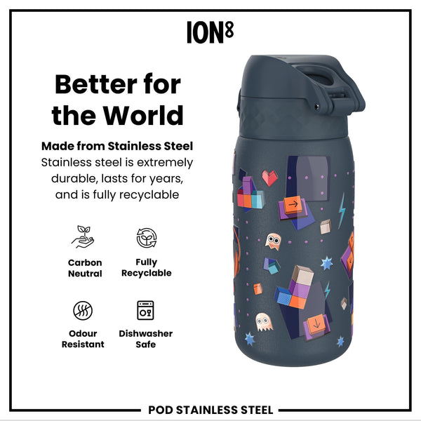 Leak Proof Water Bottle, Stainless Steel, Gamer, 400ml (13oz)
