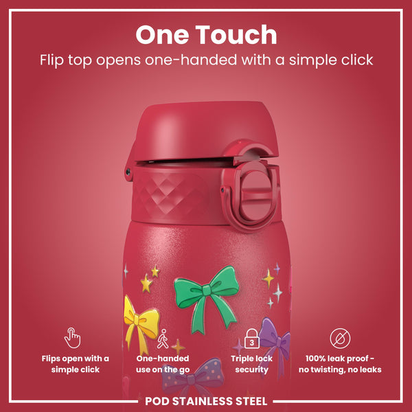 Leak Proof Water Bottle, Stainless Steel, Bows, 400ml (13oz)
