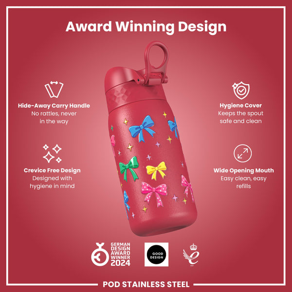 Leak Proof Water Bottle, Stainless Steel, Bows, 400ml (13oz)