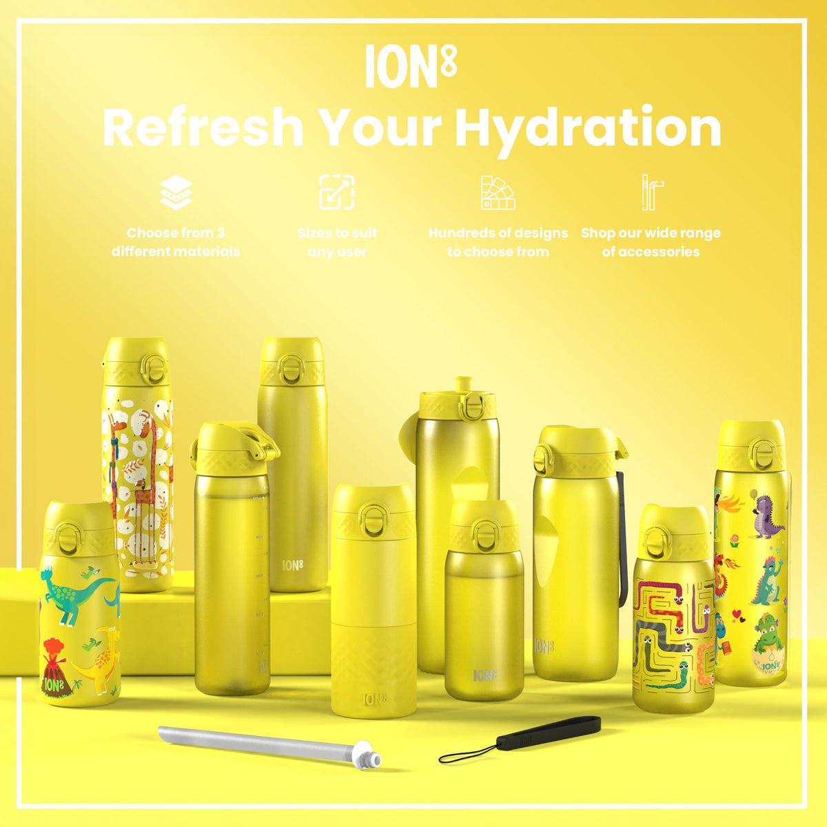 Leak Proof Water Bottle, Stainless Steel, Lions, 400ml (13oz)