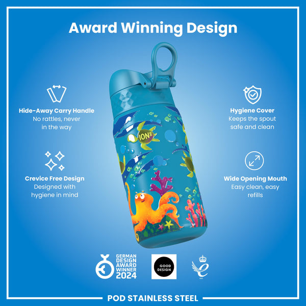 Leak Proof Thermal Steel Water Bottle, Insulated, Sea Turtles, 320ml (11oz)