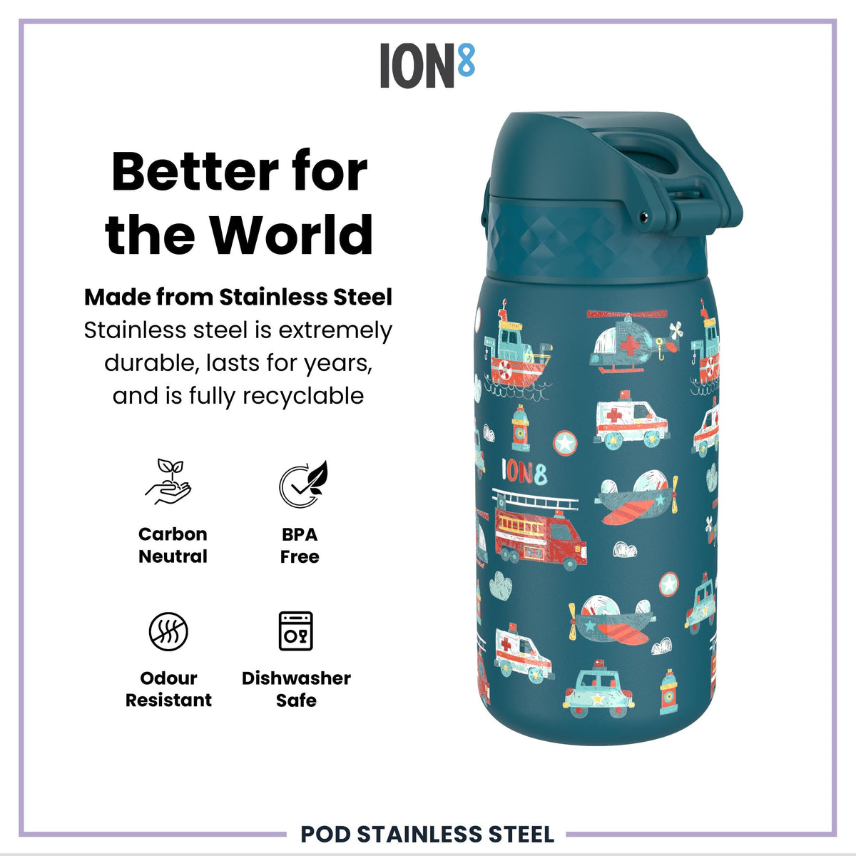 Leak Proof Thermal Steel Water Bottle, Insulated, Rescue Vehicles, 320ml (11oz)