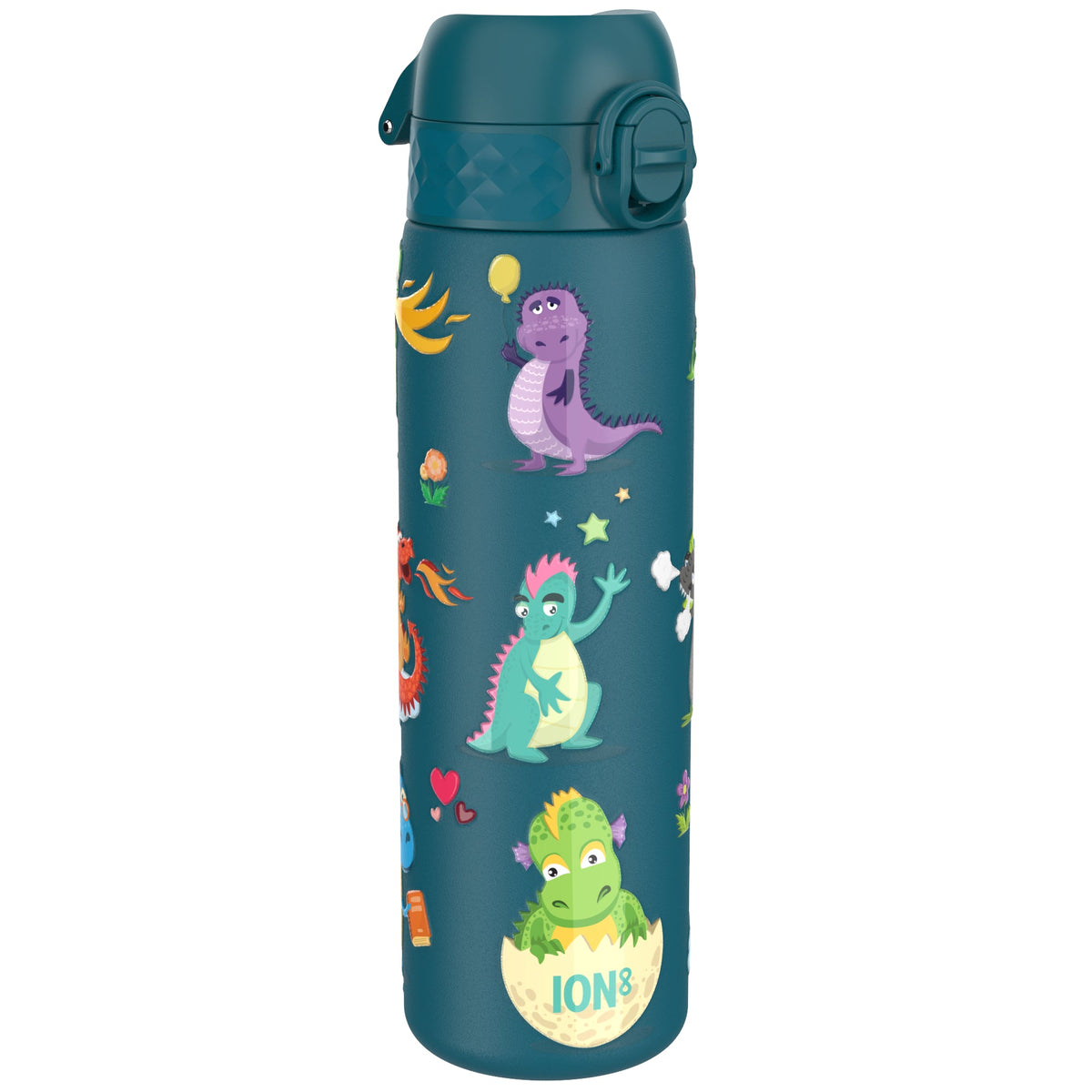 Leak Proof Slim Thermal Water Bottle, Insulated Steel, Teal Dragons, 500ml (17oz)