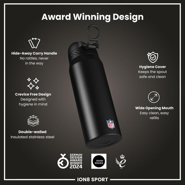 NFL x ION8 Insulated Steel Water Bottle, NFL Ravens, 750ml (24oz)