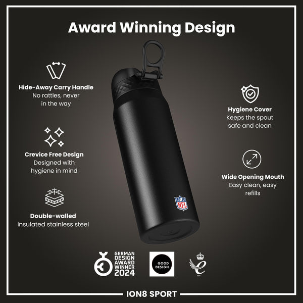 NFL x ION8 Insulated Steel Water Bottle, NFL Bears, 750ml (24oz)