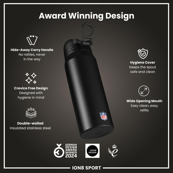 NFL x ION8 Insulated Steel Water Bottle, NFL Cowboys, 750ml (24oz)