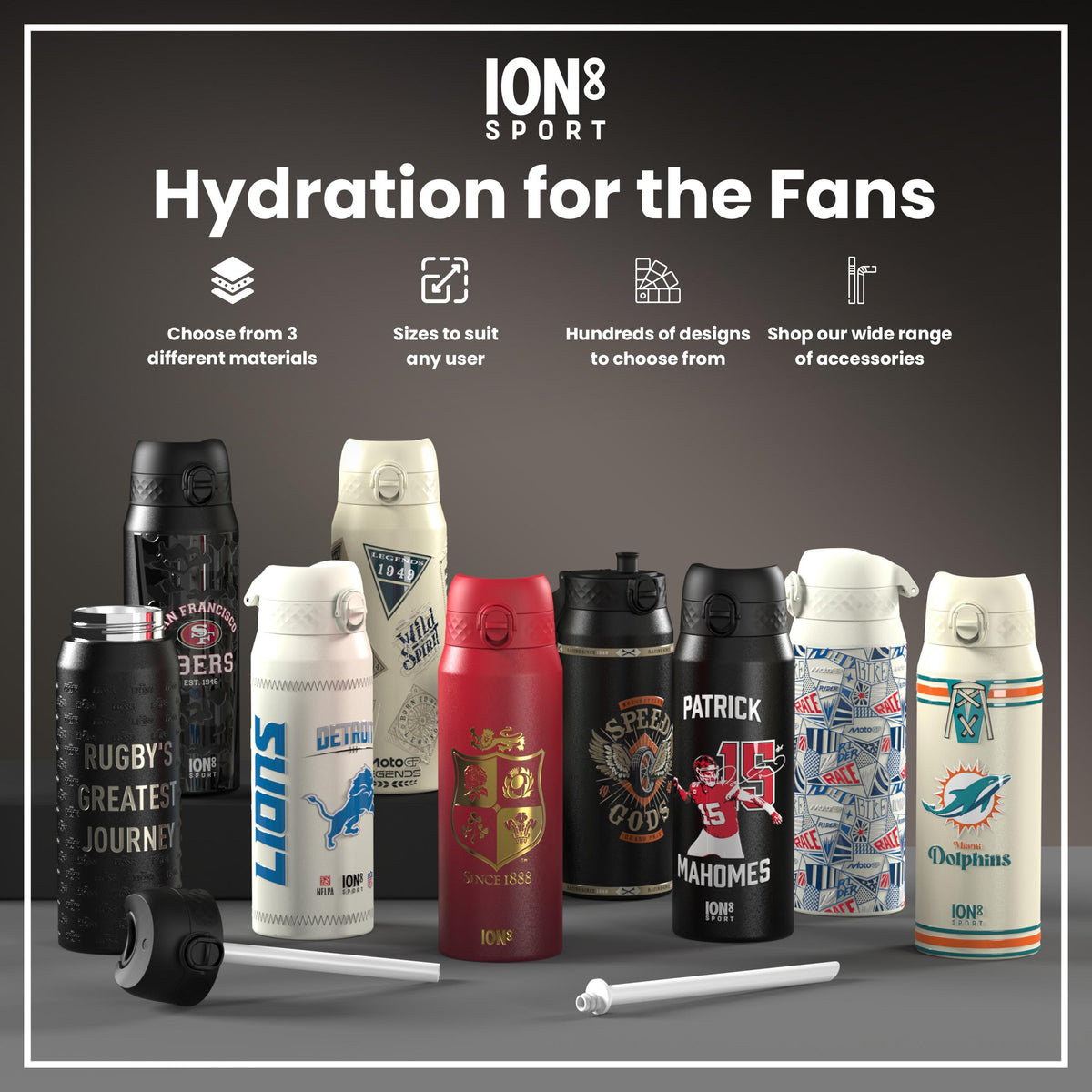 NFL x ION8 Insulated Steel Water Bottle, NFL Steelers, 750ml (24oz)