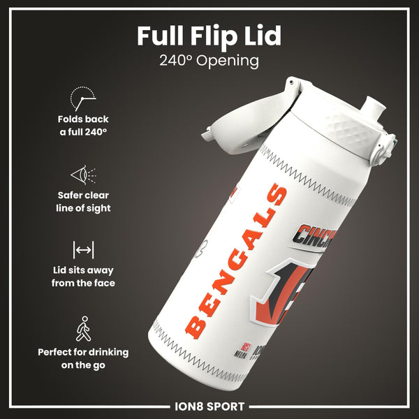 NFL x Ion8 Sports, Insulated Bottle, GameDay Series, Burrow Bengals, 750ml (24oz)