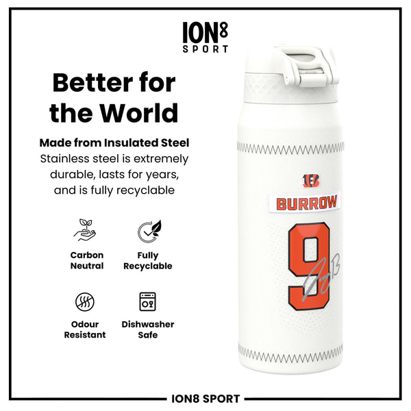 NFL x Ion8 Sports, Insulated Bottle, GameDay Series, Burrow Bengals, 750ml (24oz)