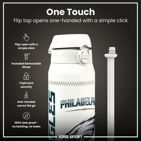 NFL x Ion8 Sports, Insulated Bottle, GameDay Series, Hurts Eagles, 750ml (24oz)