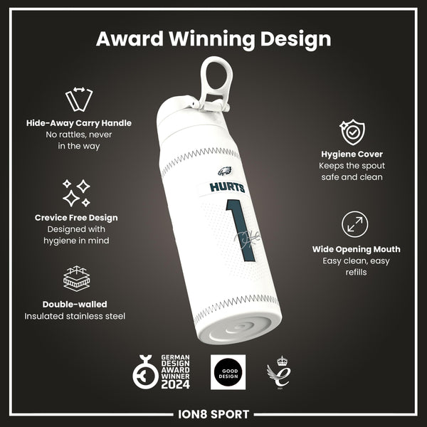 NFL x Ion8 Sports, Insulated Bottle, GameDay Series, Hurts Eagles, 750ml (24oz)