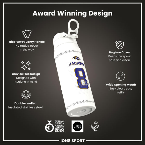 NFL x Ion8 Sports, Insulated Bottle, GameDay Series, Lamar Ravens, 750ml (24oz)