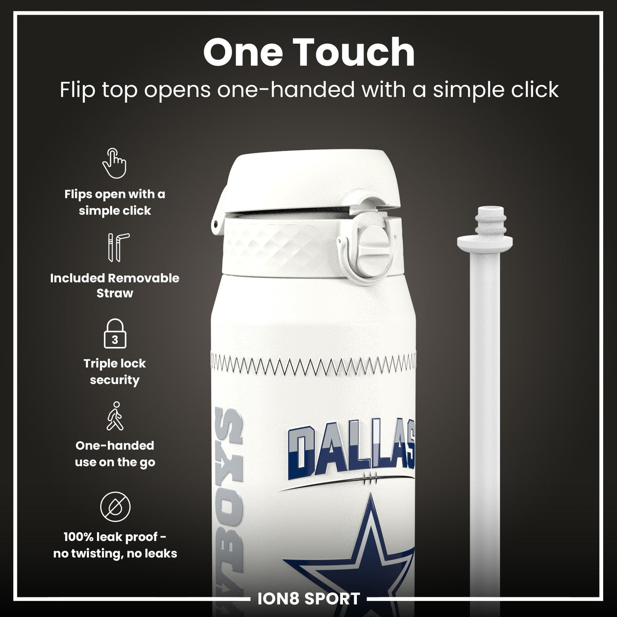 NFL x Ion8 Sports, Insulated Bottle, GameDay Series, Parsons Cowboys, 750ml (24oz)