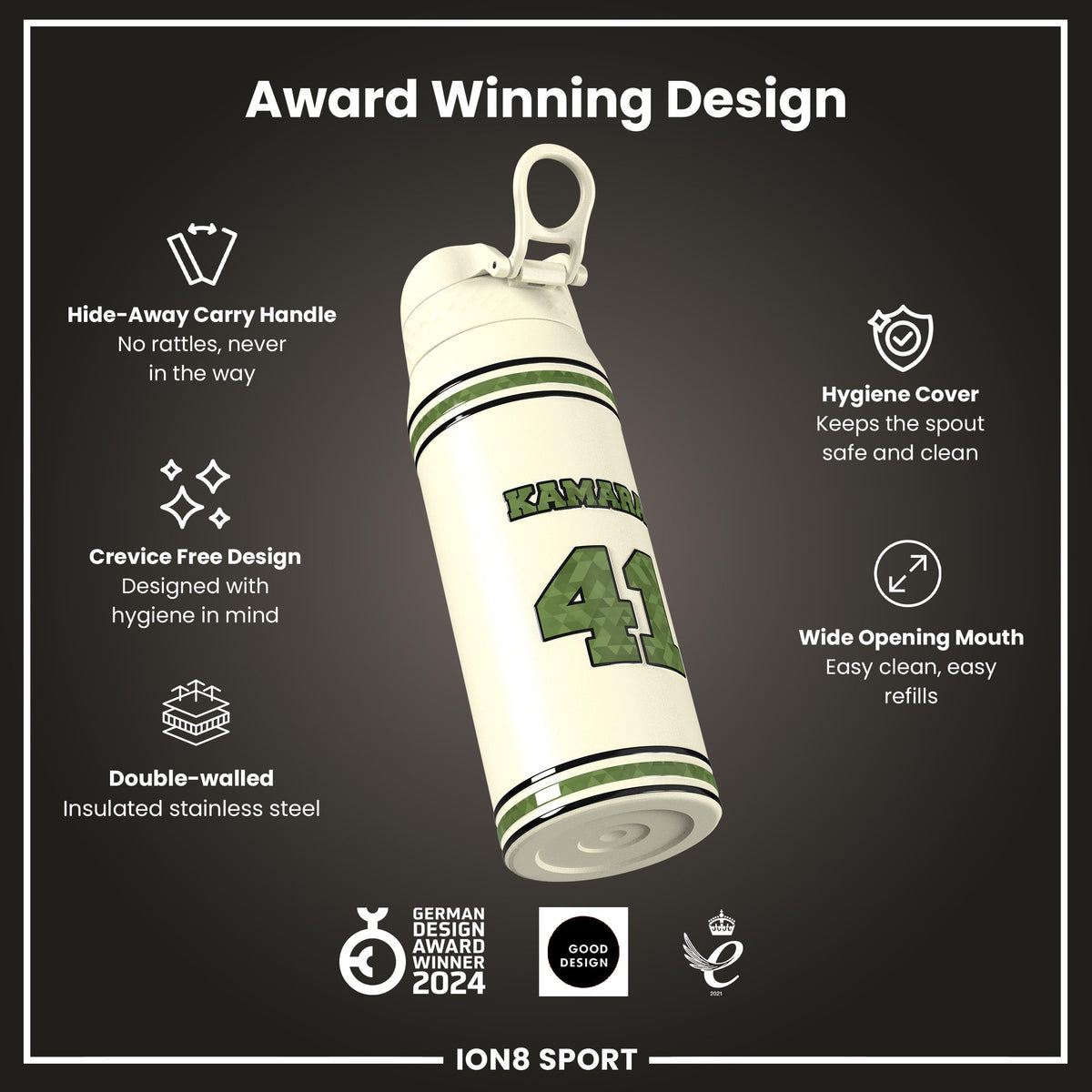 NFLPA x ION8, Insulated Bottle, Icon Series, Alvin Kamara, 750ml (24oz)