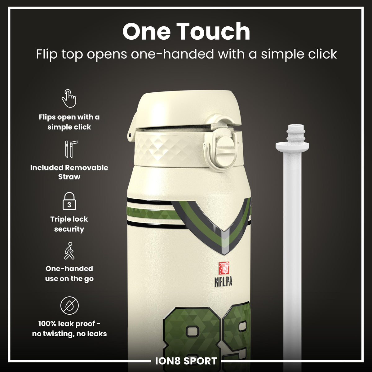 NFLPA x ION8, Insulated Bottle, Icon Series, Brock Bowers, 750ml (24oz)